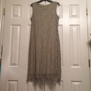 T-length Lace Olive Dress